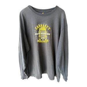 Carhartt Road Warrior Long Sleeve T Shirt Mens 2XL Dark Blue Workwear Graphic